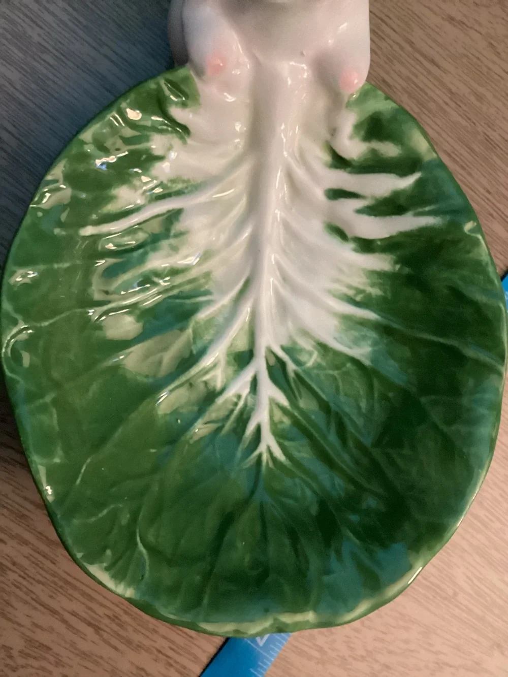 Easter Bunny Rabbit Candy Dish Bowl Cabbage Leaf